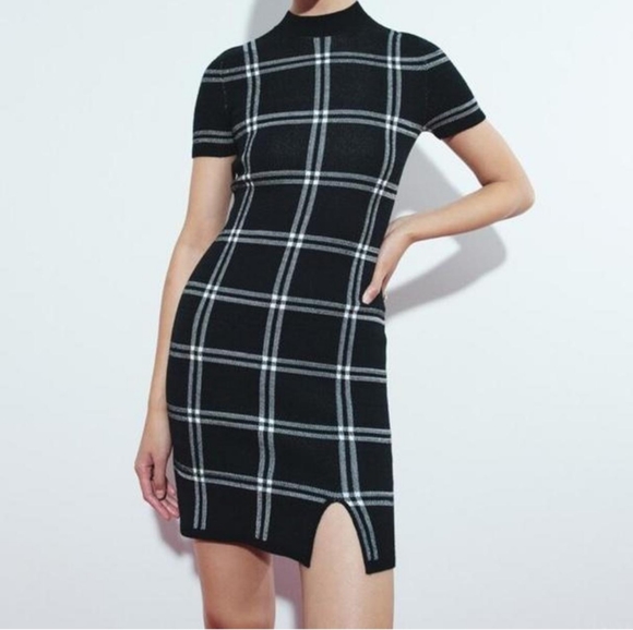 🆕Abercrombie & Fitch | Windowpane Mock Neck Sweater Dress Small Tall - Picture 1 of 2
